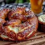 homemade soft pretzels with easy beer cheese dip - featured image