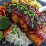 honey garlic salmon bowl - featured image