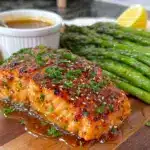 honey mustard salmon with asparagus - featured image
