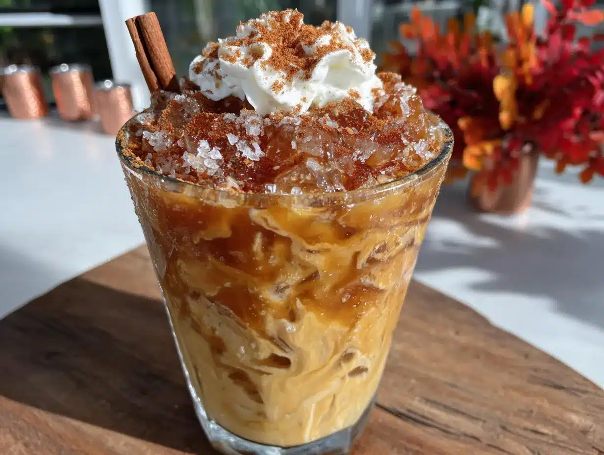 iced pumpkin chai latte with oat milk preparation steps