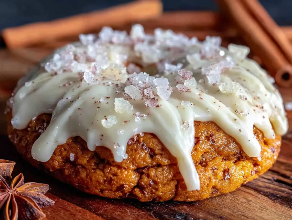 iced pumpkin sugar cookies with cream cheese glaze - featured image