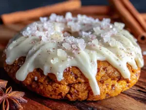 iced pumpkin sugar cookies with cream cheese glaze - featured image