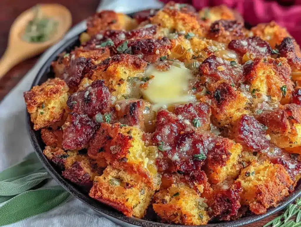 make-ahead cornbread sausage stuffing - featured image