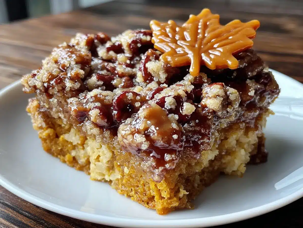 maple pumpkin dump cake with pecan crumble preparation steps