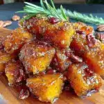 maple roasted butternut squash with candied pecans - featured image
