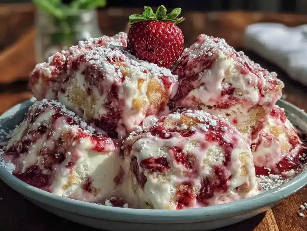 no-churn strawberry shortcake ice cream - featured image