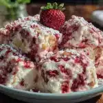 no-churn strawberry shortcake ice cream - featured image