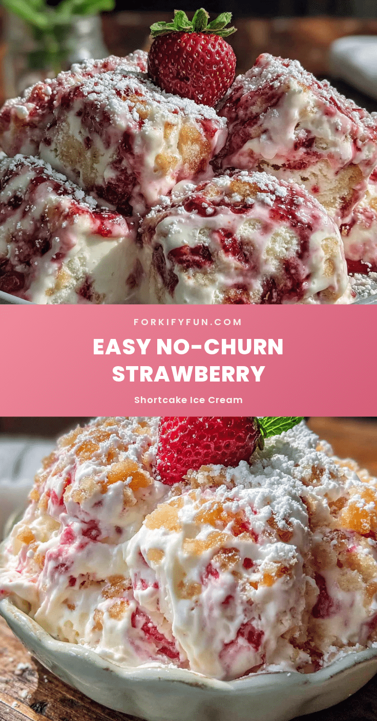 no-churn strawberry shortcake ice cream recipe