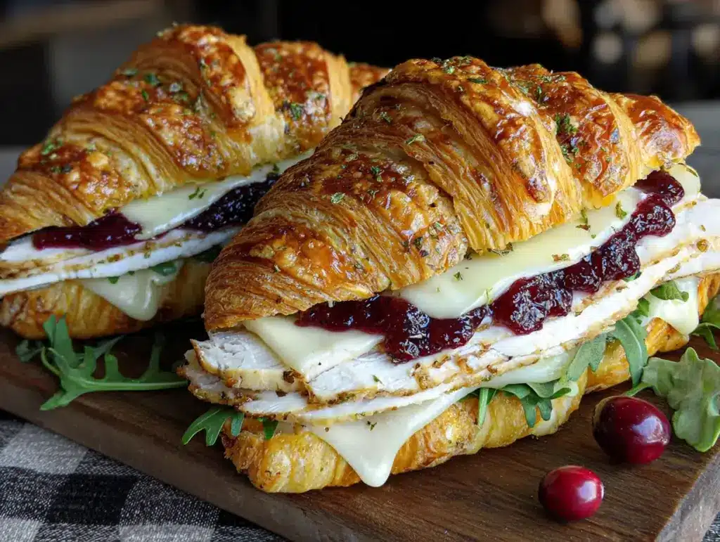 no-soggy turkey croissant sandwiches - featured image