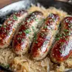 oktoberfest bratwurst and sauerkraut skillet - featured image