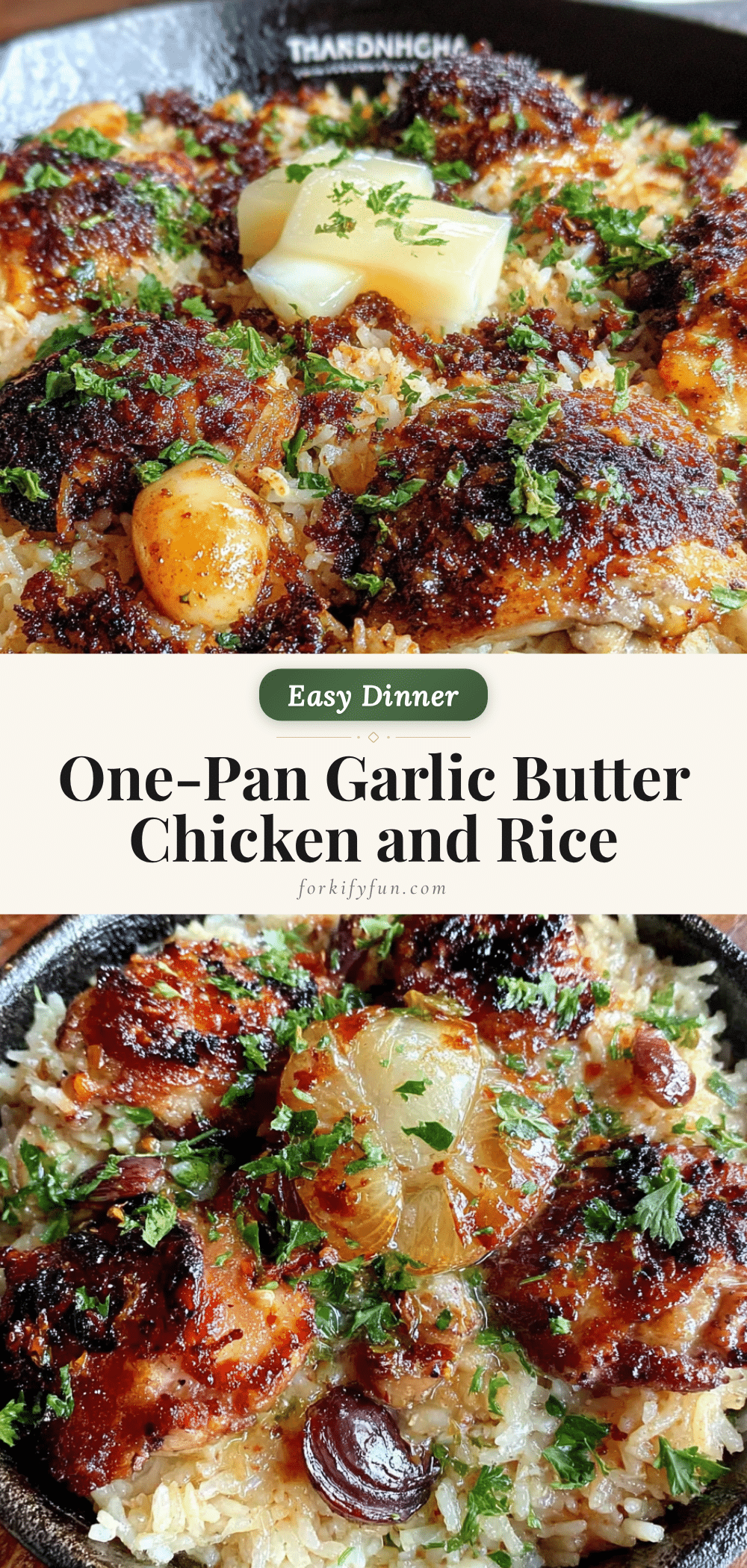 one-pan garlic butter chicken and rice recipe