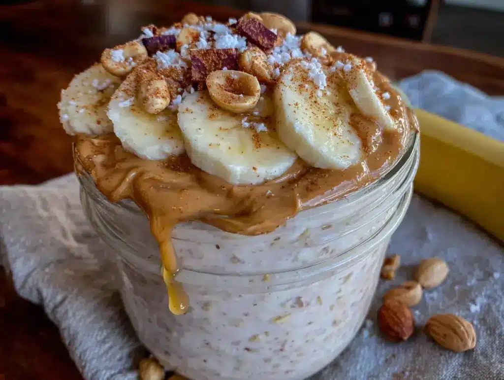 peanut butter banana overnight oats - featured image