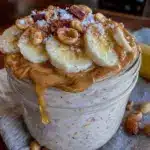peanut butter banana overnight oats - featured image