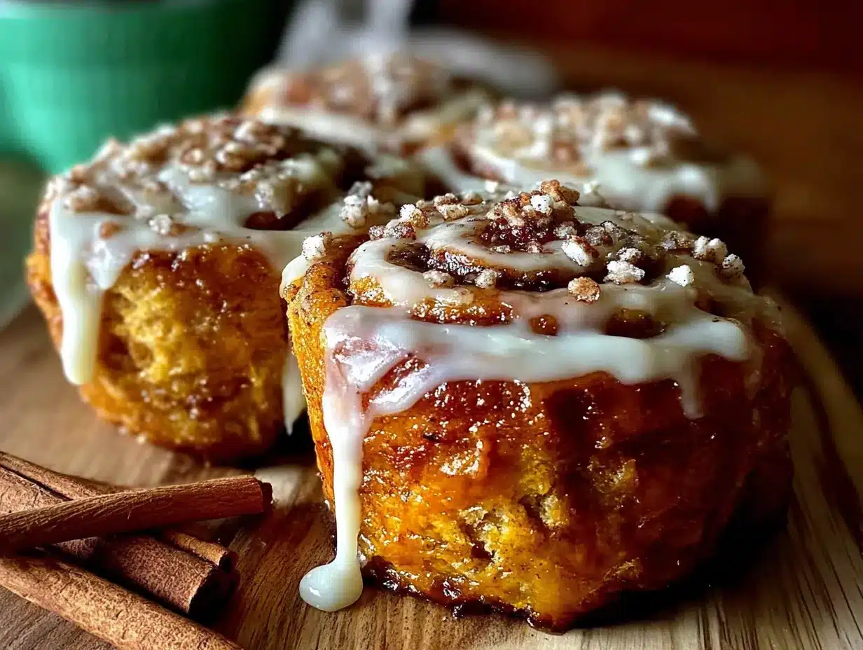 pumpkin cinnamon rolls with maple icing preparation steps