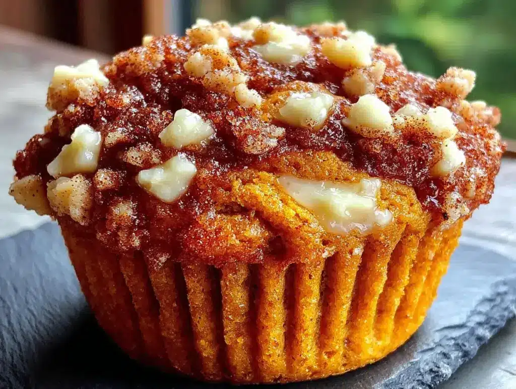 pumpkin cream cheese streusel muffins - featured image