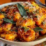 pumpkin gnocchi in brown butter sage sauce - featured image