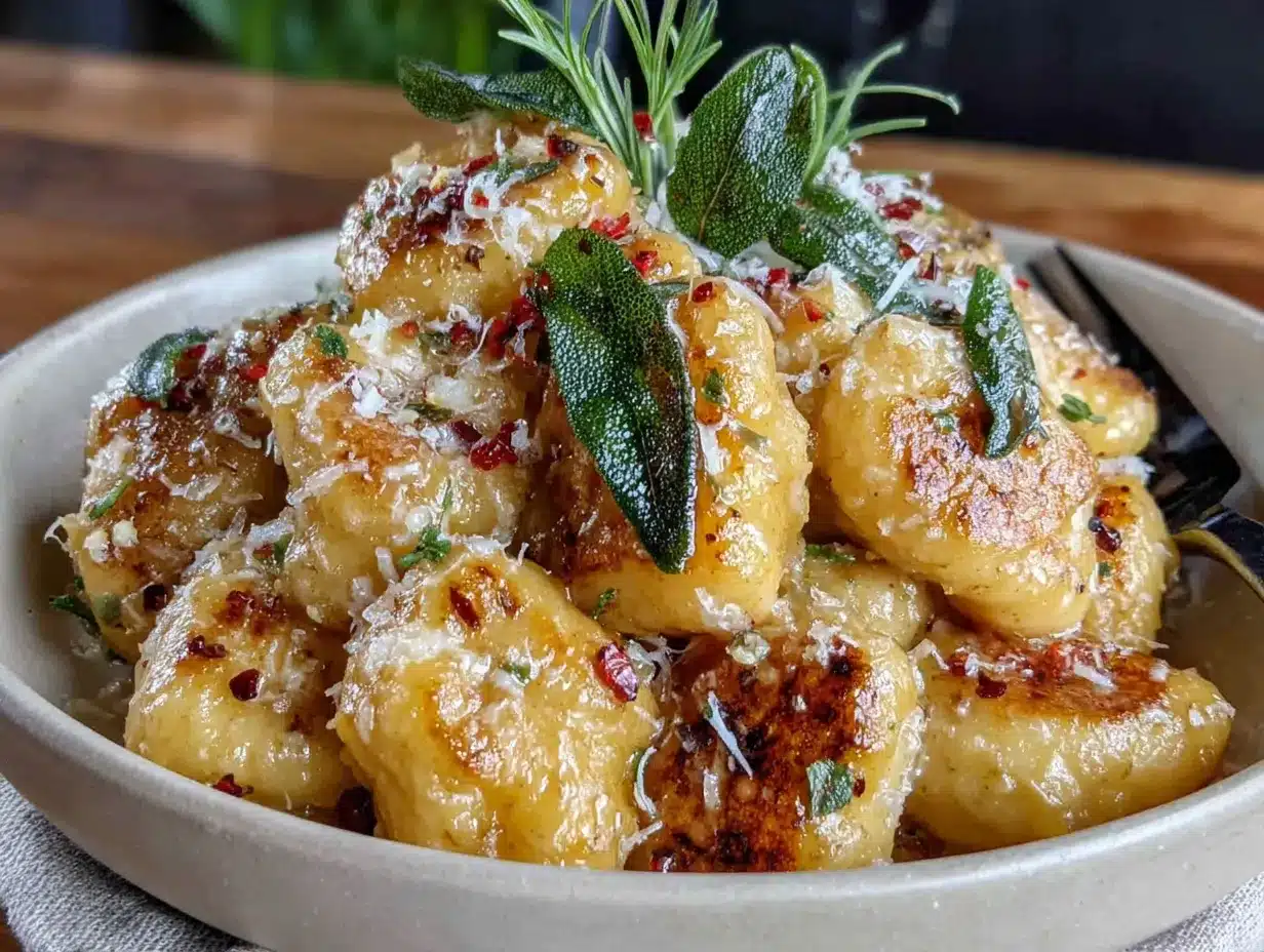 pumpkin gnocchi in brown butter sage sauce preparation steps