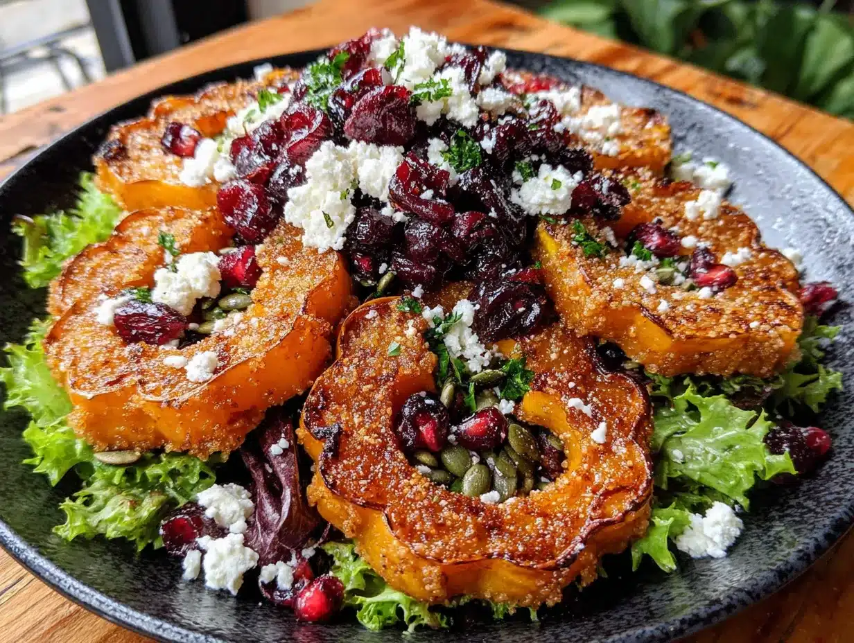 roasted delicata squash and cranberry fall salad preparation steps