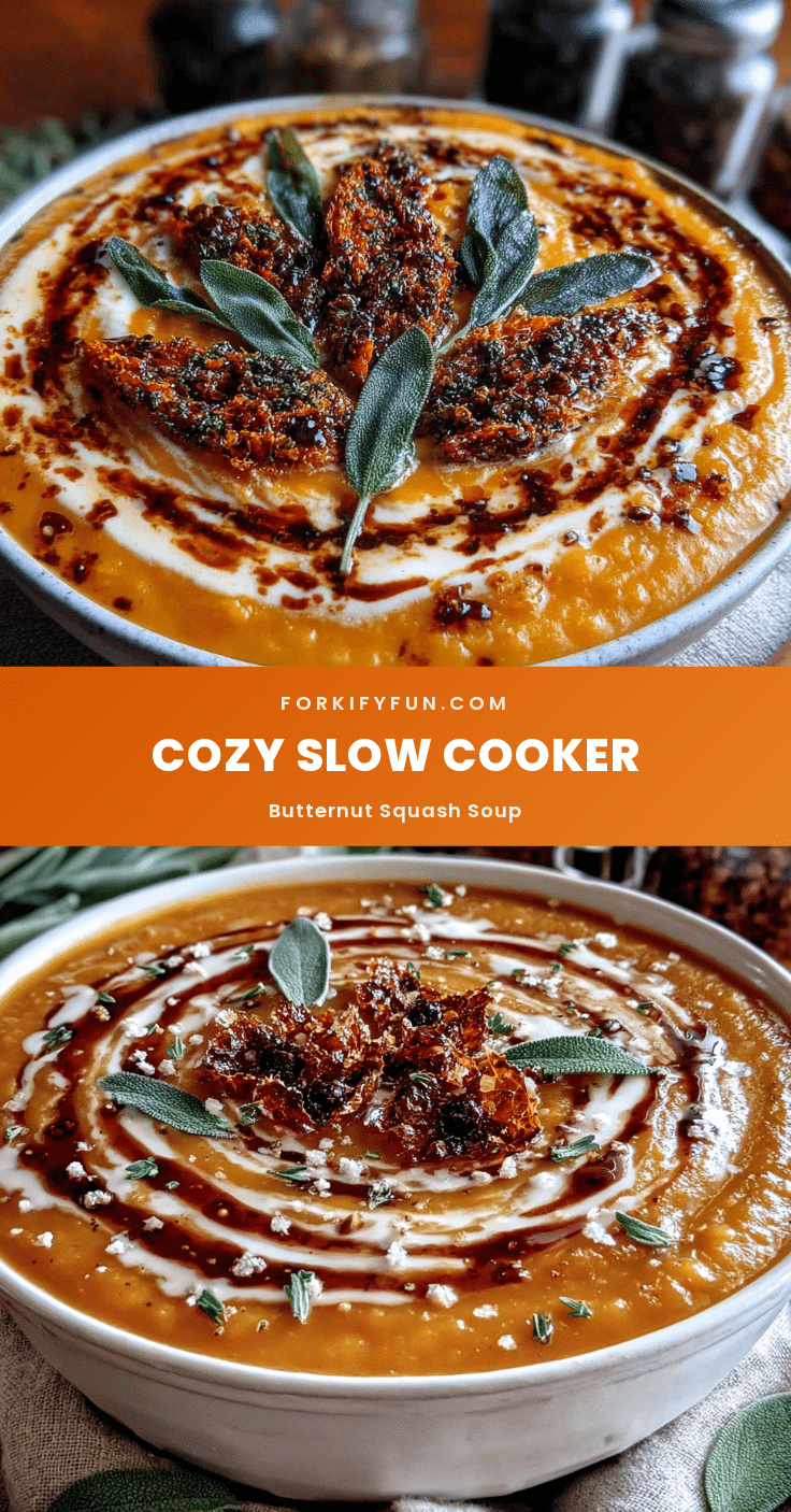 slow cooker butternut squash soup with brown butter sage recipe