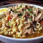 slow cooker ramen noodle chicken bowl - featured image