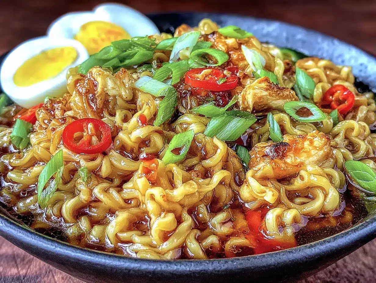 slow cooker ramen noodle chicken bowl preparation steps