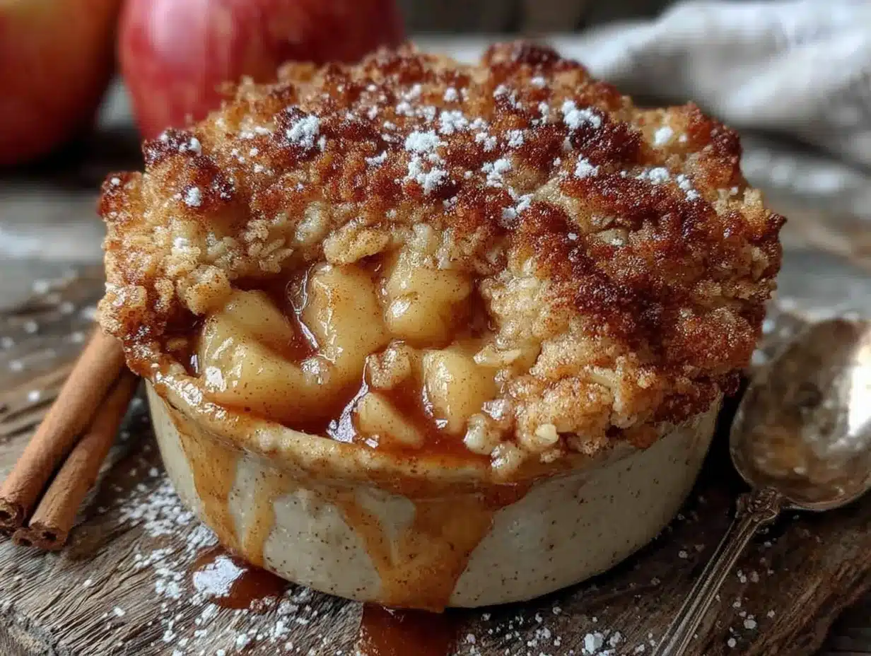 small-batch apple crisp for two preparation steps