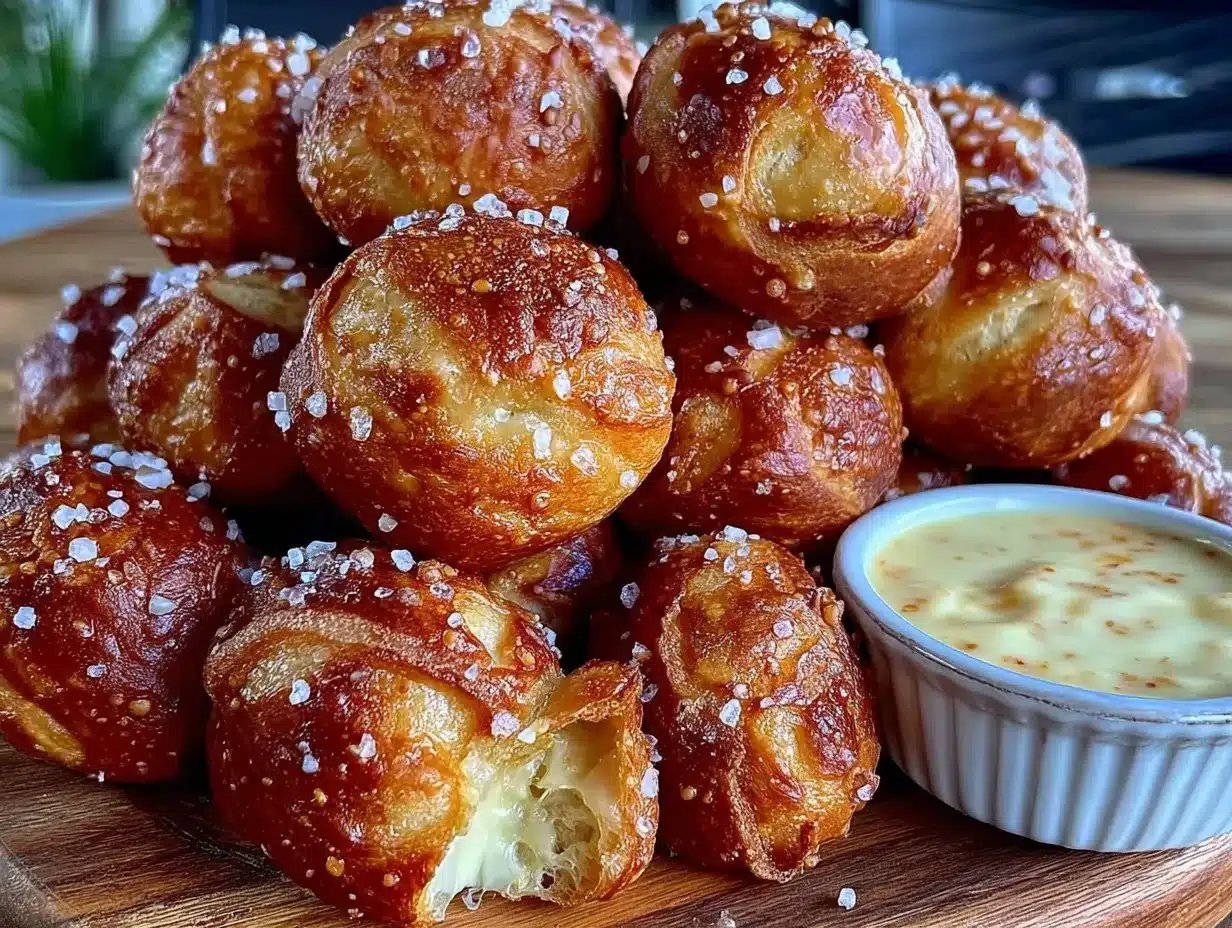 soft pretzel bites with beer cheese preparation steps