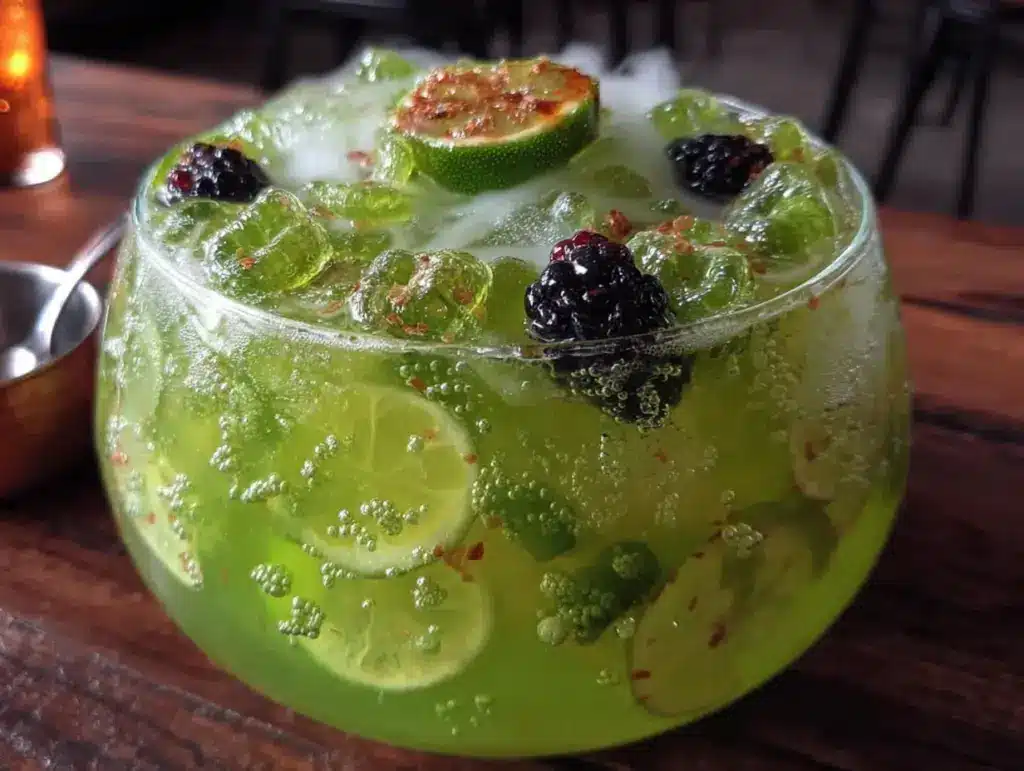 spooky witches brew green punch with dry ice fog - featured image