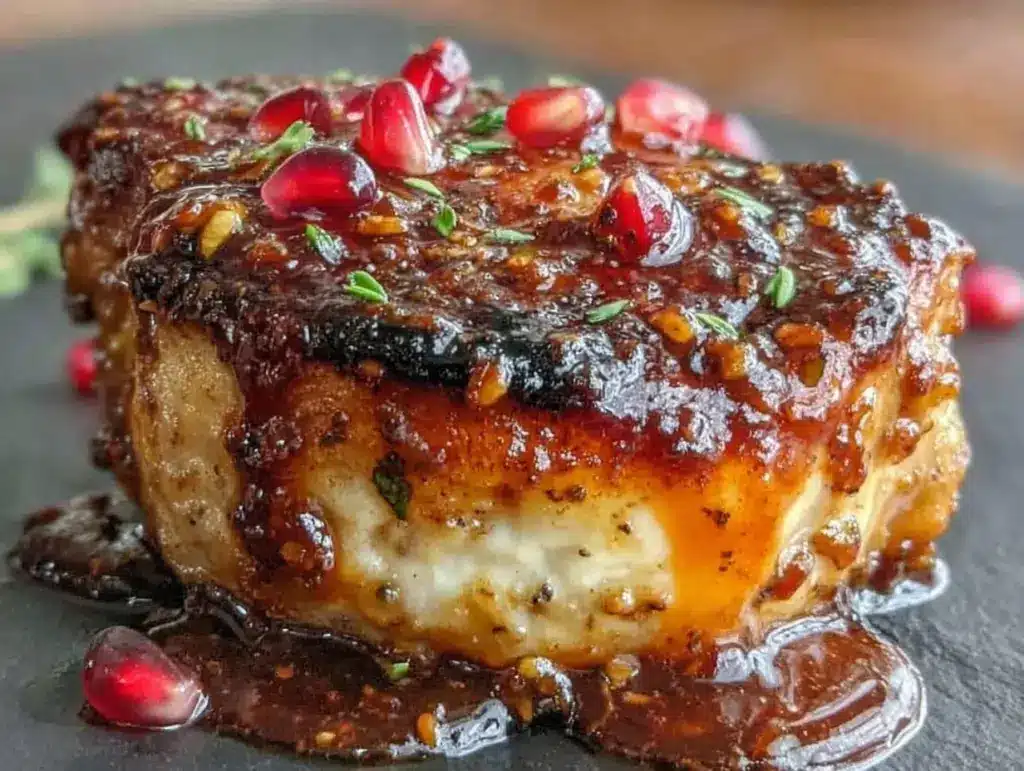 sticky pomegranate chicken thighs - featured image