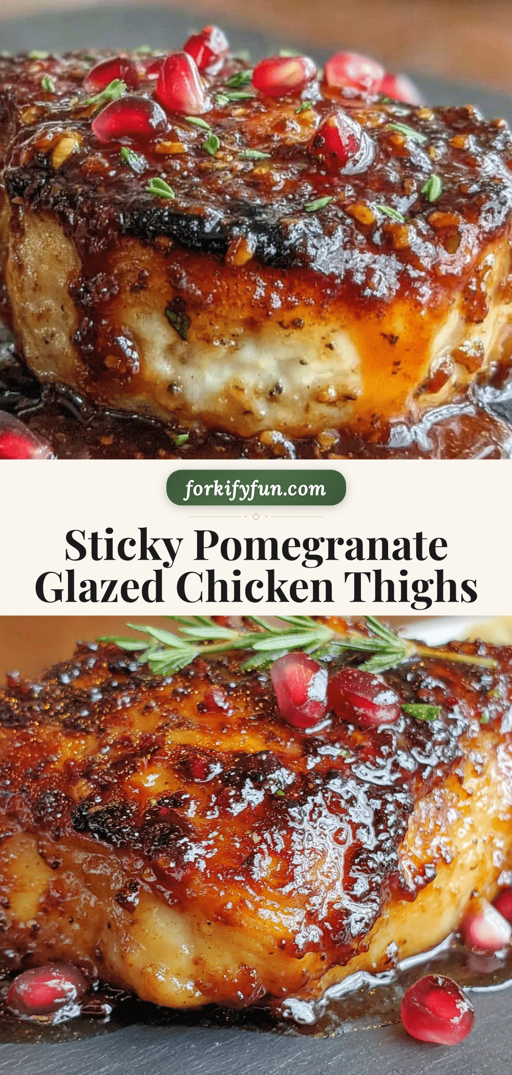 sticky pomegranate chicken thighs recipe