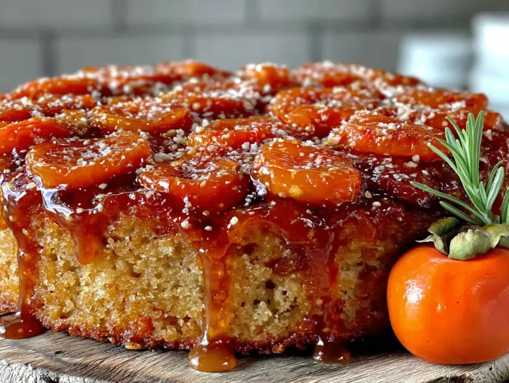 sticky spiced persimmon upside-down cake - featured image
