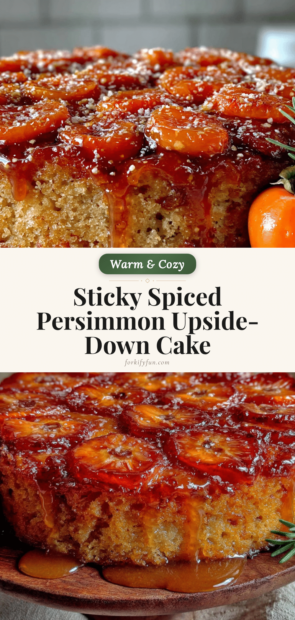 sticky spiced persimmon upside-down cake recipe