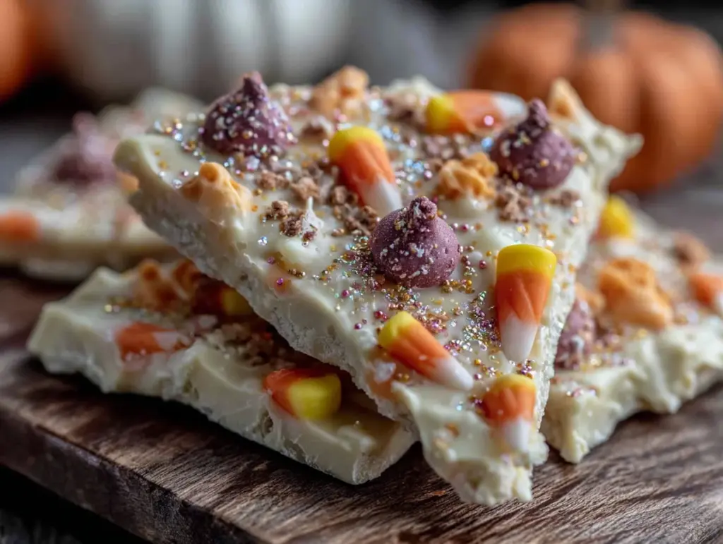 white chocolate candy corn bark - featured image