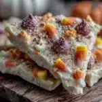 white chocolate candy corn bark - featured image