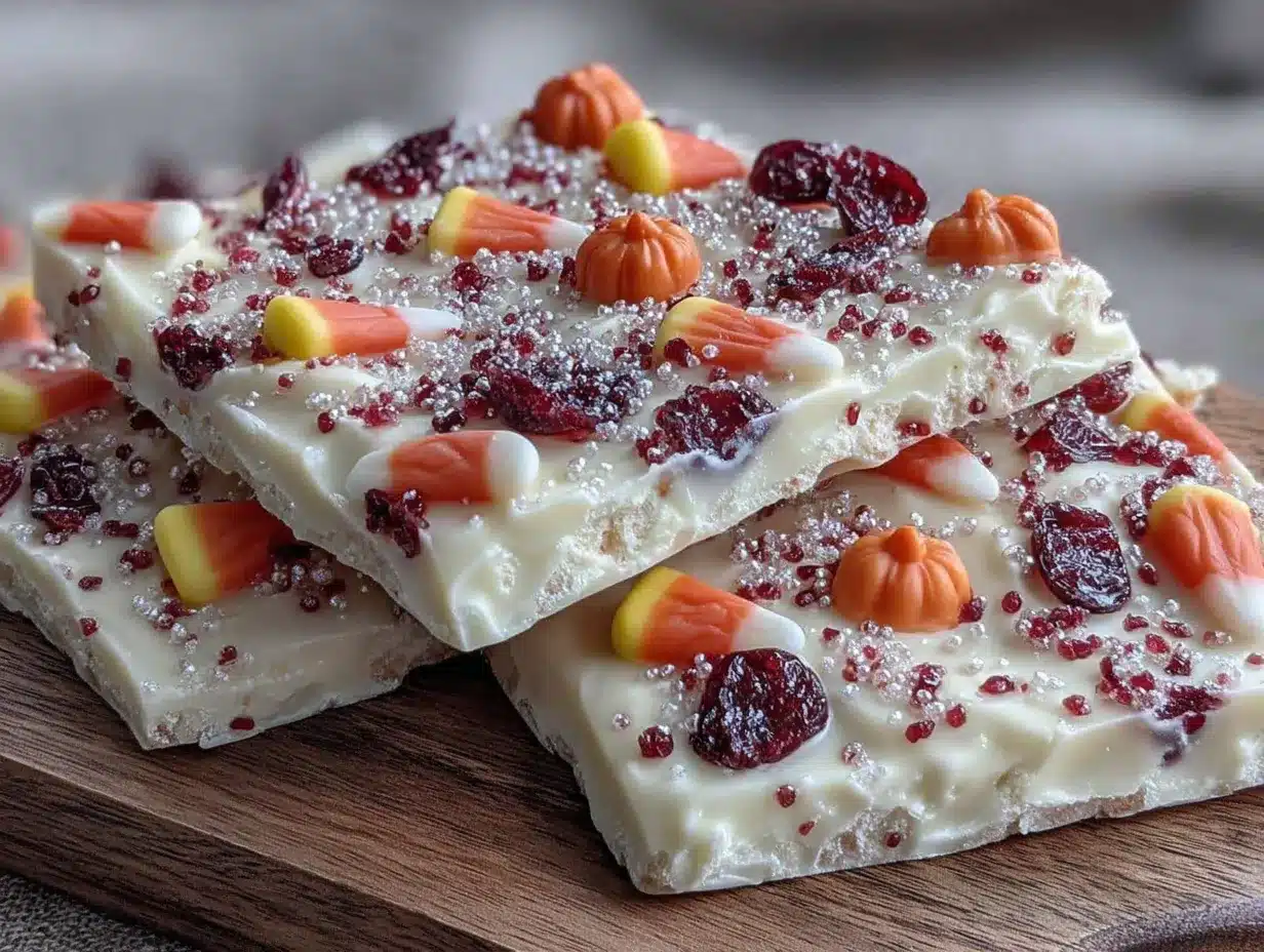 white chocolate candy corn bark preparation steps