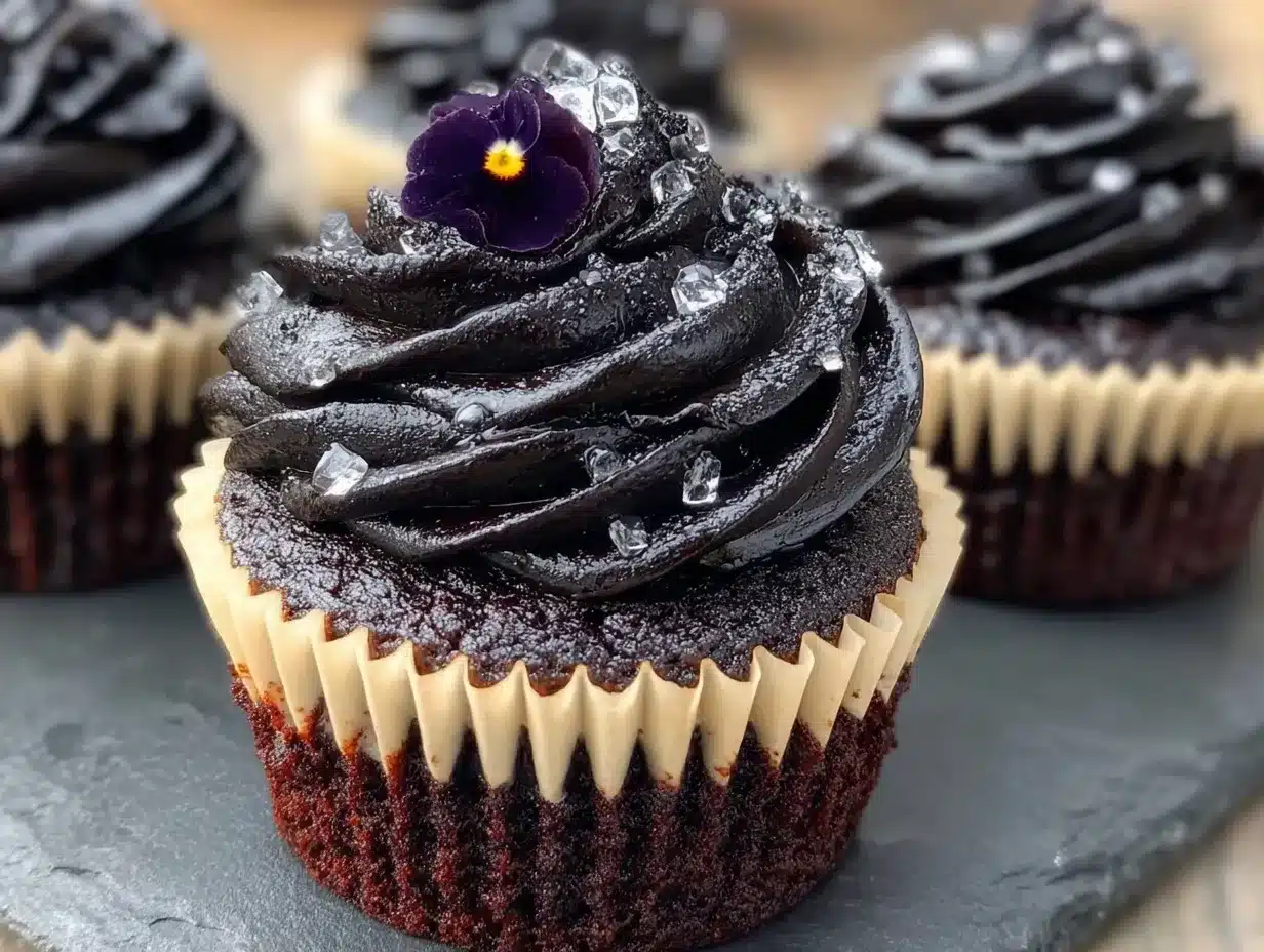 Black velvet Halloween cupcakes preparation steps