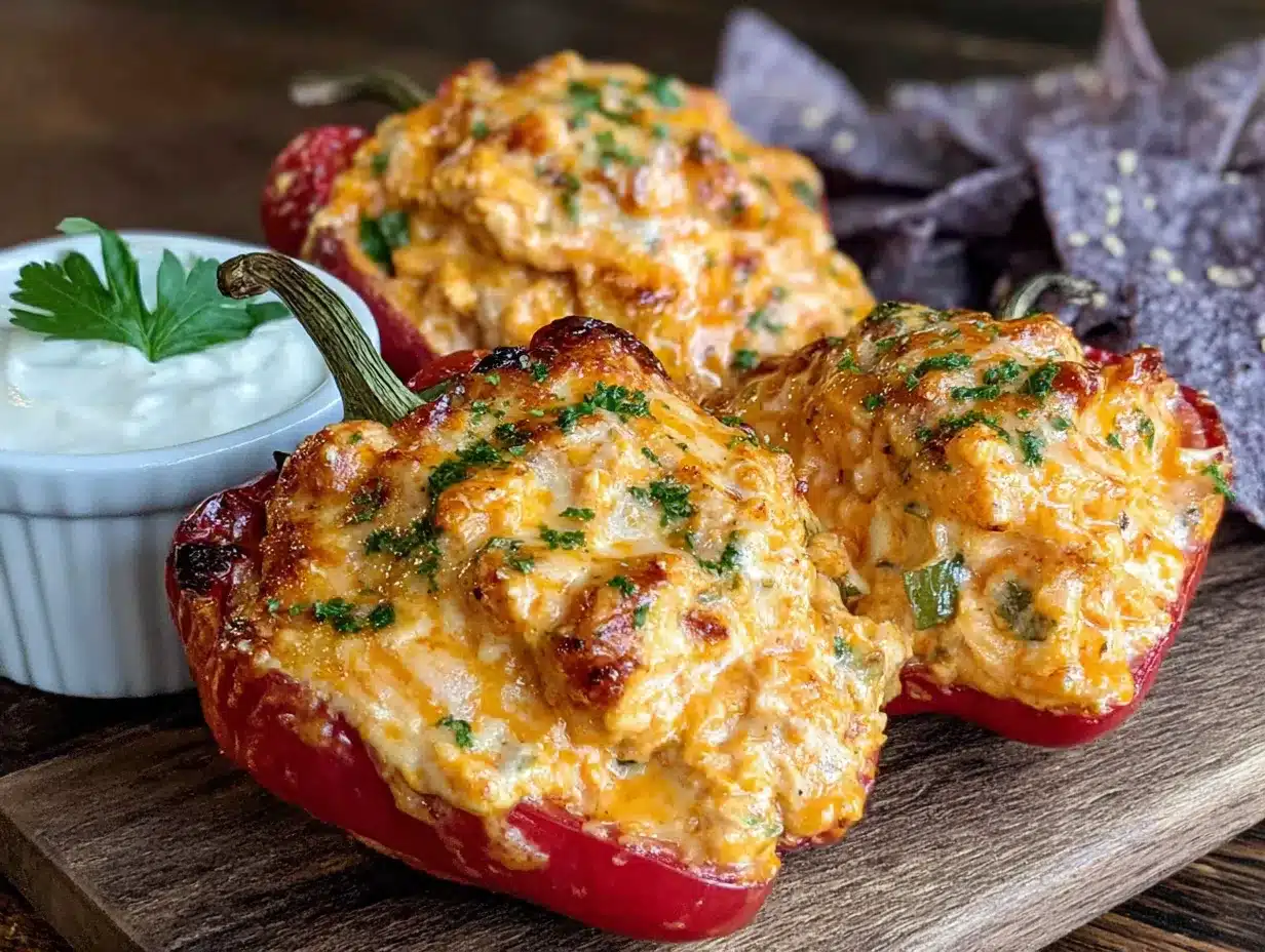buffalo chicken dip stuffed peppers preparation steps