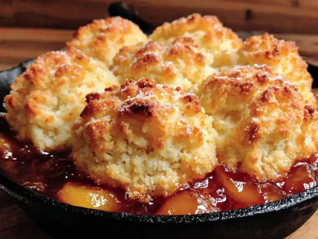 buttermilk biscuit peach cobbler - featured image