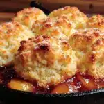 buttermilk biscuit peach cobbler - featured image