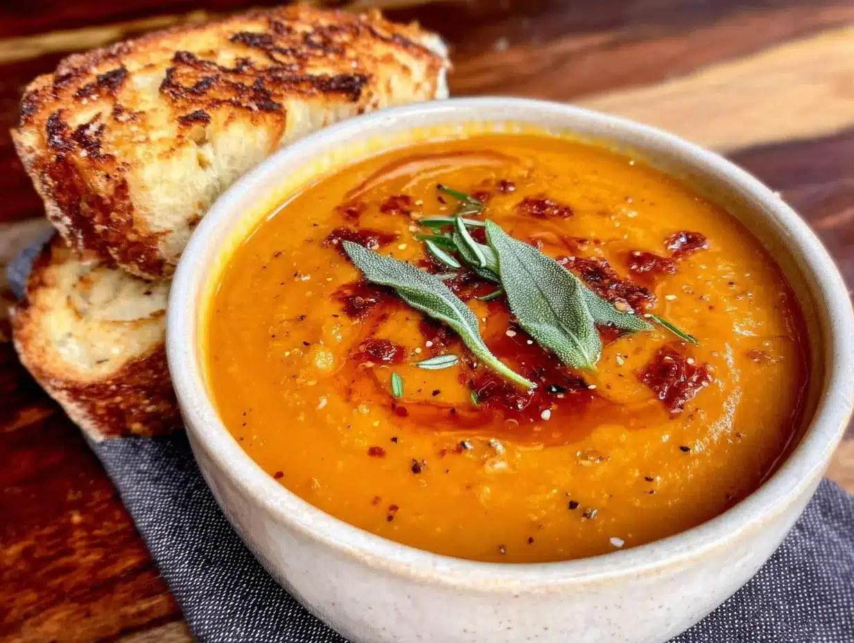 butternut squash soup with brown butter and sage preparation steps