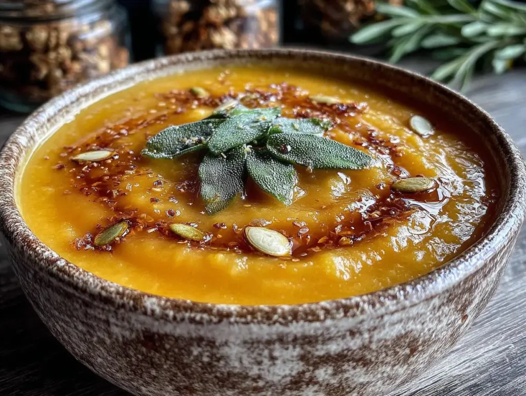 butternut squash soup with sage brown butter - featured image