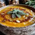 butternut squash soup with sage brown butter - featured image
