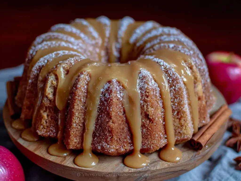 cozy apple cider bundt cake with maple glaze - featured image