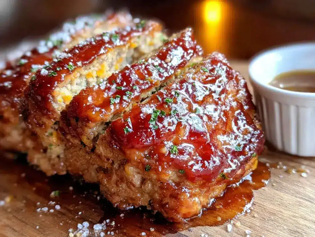 cozy chicken meatloaf with brown sugar glaze - featured image
