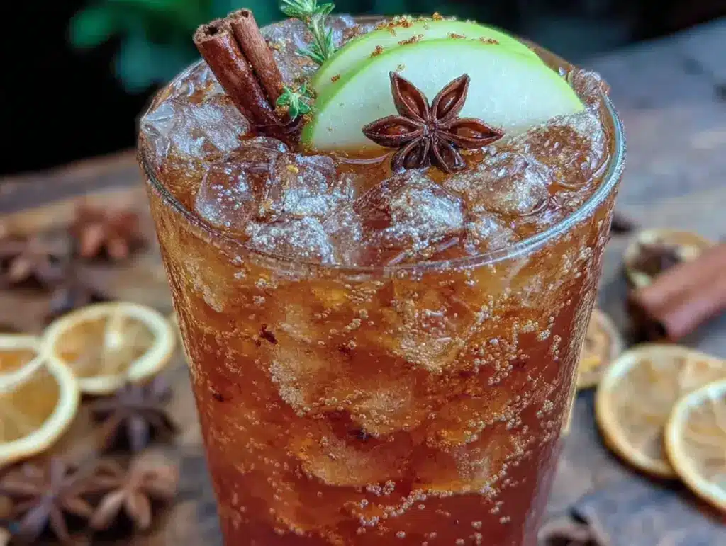 cozy cinnamon apple cider mocktail - featured image