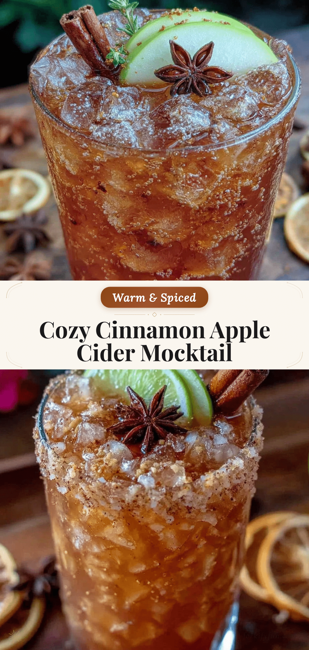 cozy cinnamon apple cider mocktail recipe