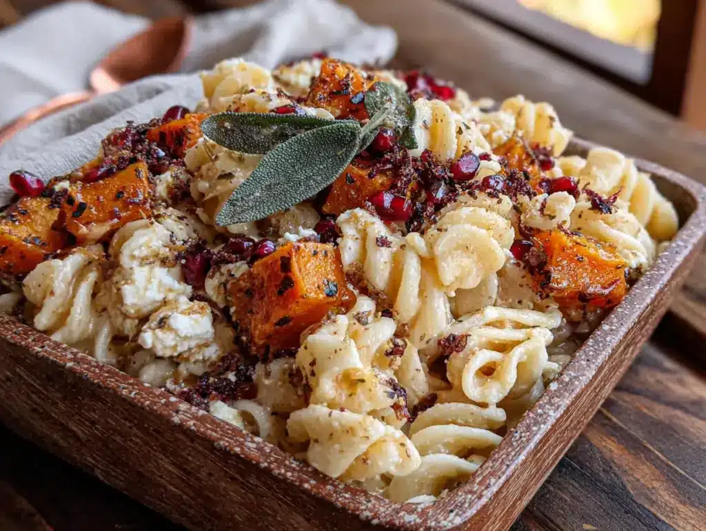 cozy fall pasta salad with roasted butternut squash and feta - featured image