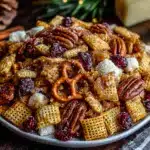 cozy maple cinnamon chex mix for fall - featured image