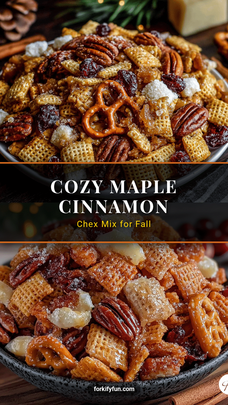 cozy maple cinnamon chex mix for fall recipe