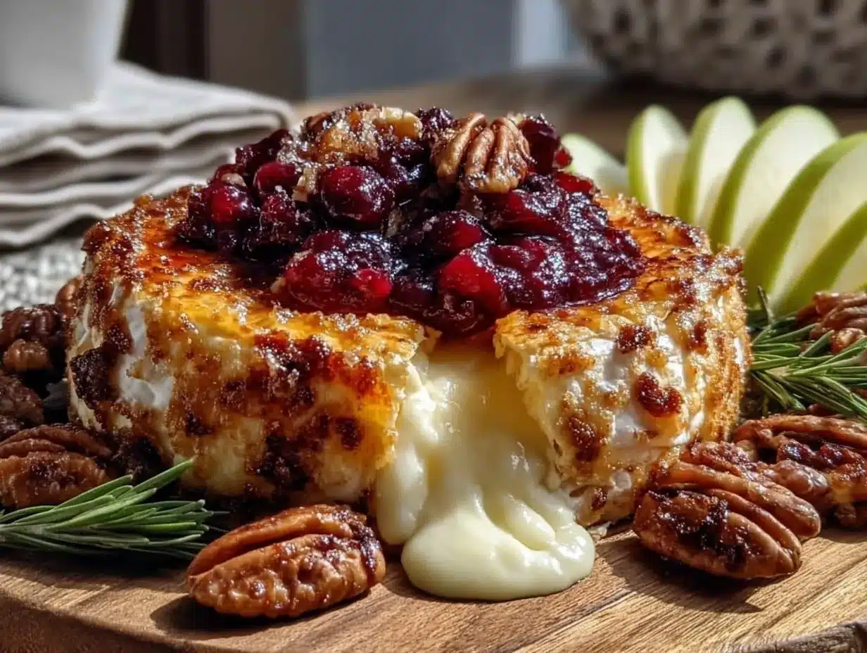 cranberry baked brie appetizer board preparation steps